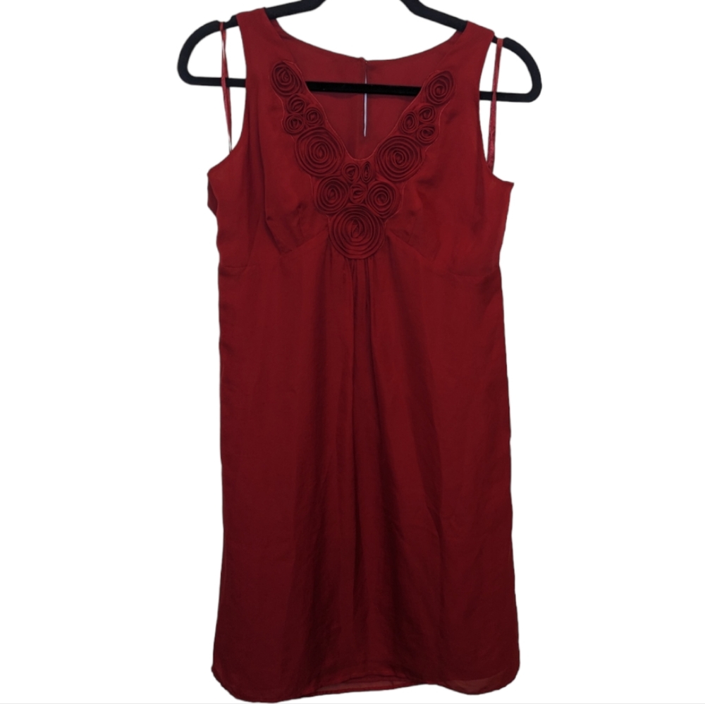 NWT Ann Taylor LOFT Petite Red Dress with Rosette Detail 🌹